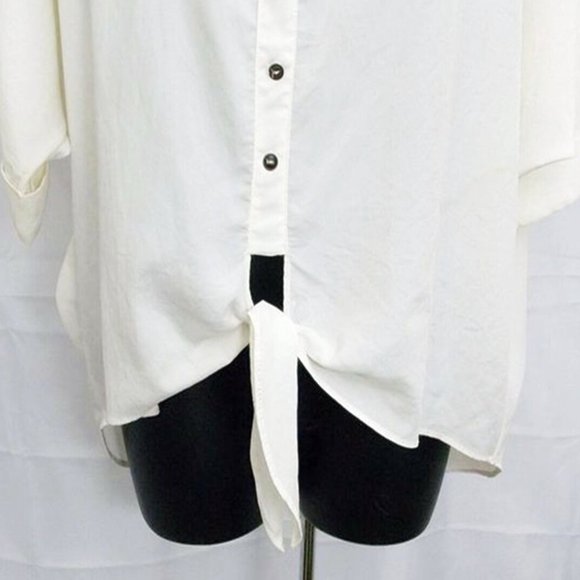 Mono B Top Tie Waist Hi Lo Short Sleeve - Picture 4 of 6